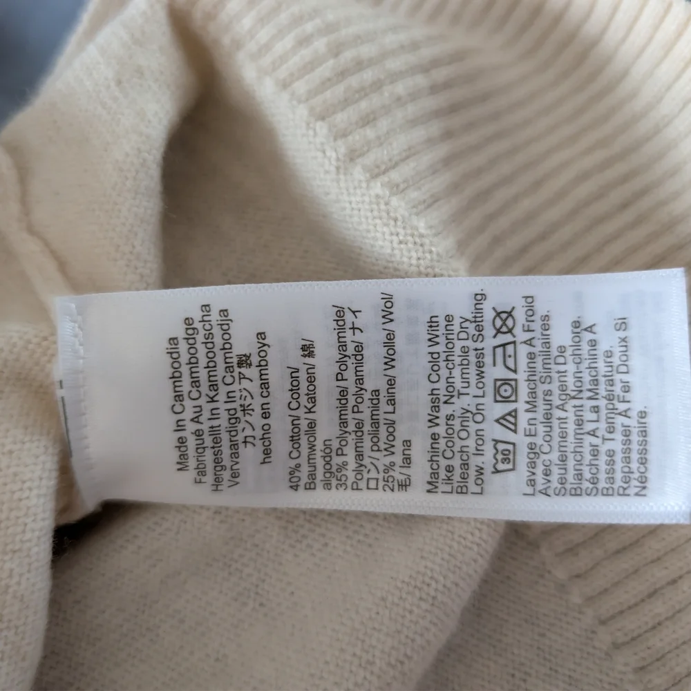 J. Crew Soft Cream Ivory Knit Top Sweater Oversized M Cotton Blend